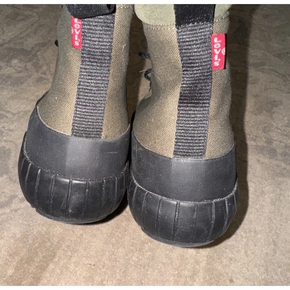 Levi's Strauss Mens Sz 10 La Paz Canvas Casual Boots Dusty Olive Green Black - Picture 2 of 6